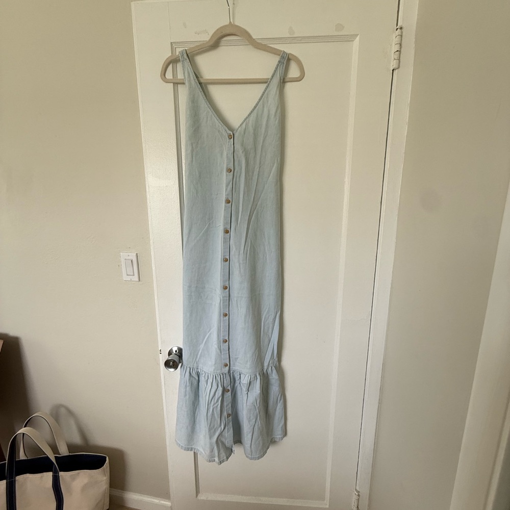 Light Blue Button-Down Maxi Dress